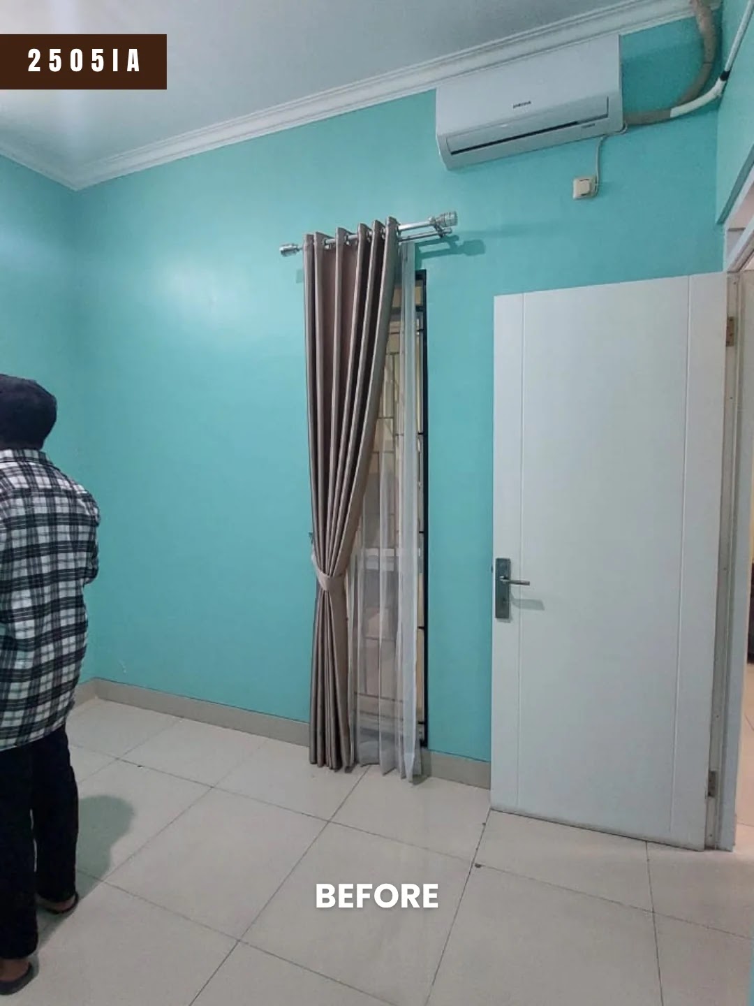 Kondisi kamar tidur anak di Lamargas Bandung sebelum dipasang lemari sliding dan meja belajar, proyek 2505IA, dinding masih polos tanpa perabot